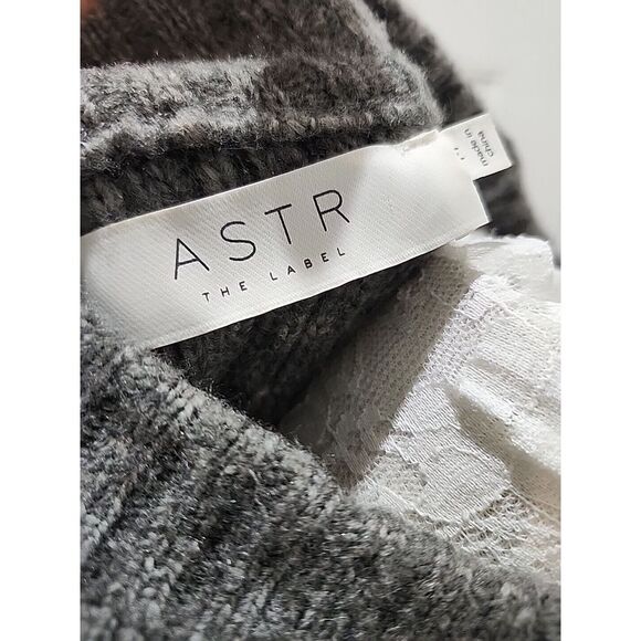 Anthropologie ASTR the Label Puff-Sleeve Turtleneck Knit‎ Sweater Gray Medium - Picture 8 of 10